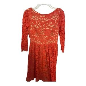 Eliza J Vibrant Coral Lace Dress
